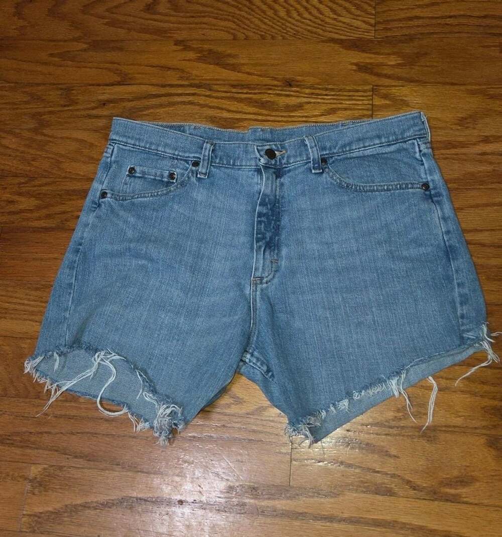 Wrangler Light Blue Raw Hem Cutoff Denim Shorts
